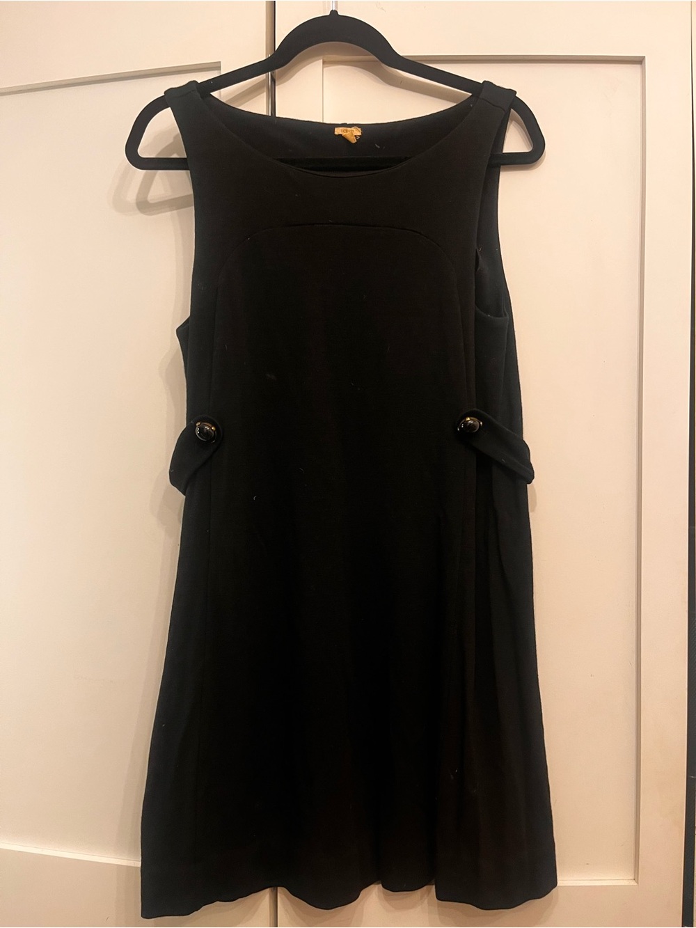 J. Crew Black Sleeveless A-Line Shift Dress with Side Button Tabs